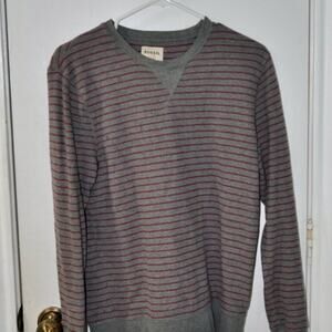 Fossil Gray and Red Striped Long Sleeve Tee
